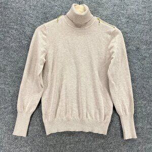 Joseph A. Sweater Pullover Women S Small Beige Turtleneck Knit Rayon Long Sleeve